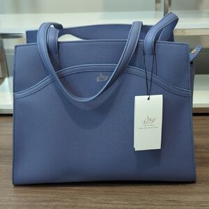 BNIB Tang Dynasty Grace Tote In Cornflower Blue Leather